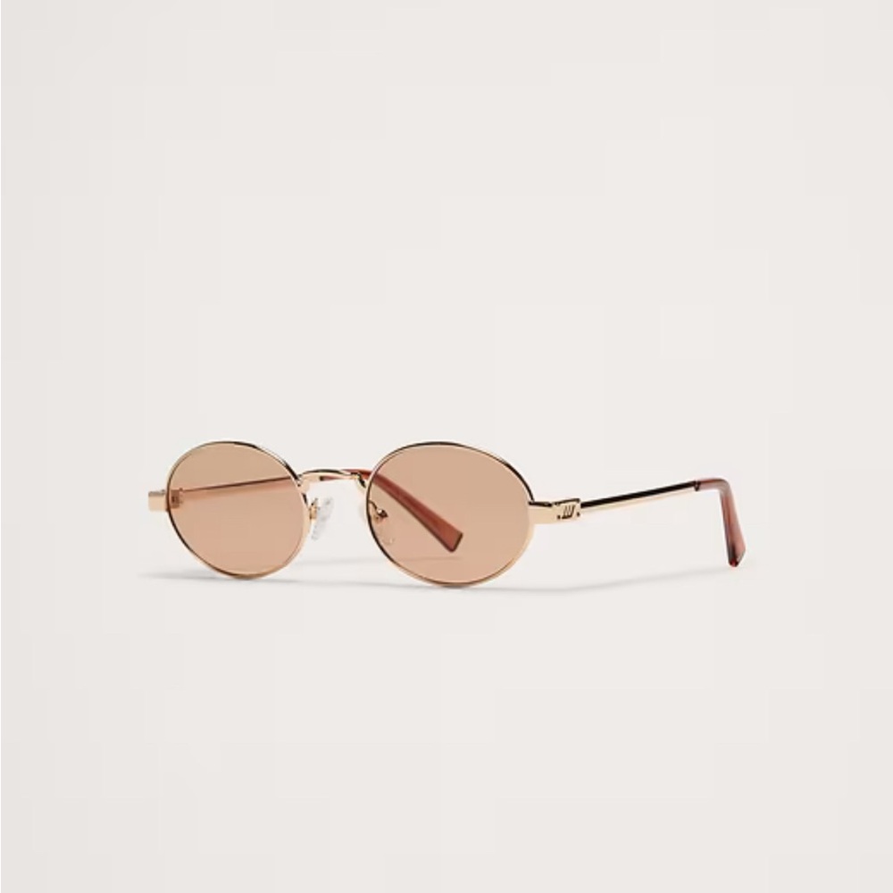 Le Specs Gold Oval Sunglasses